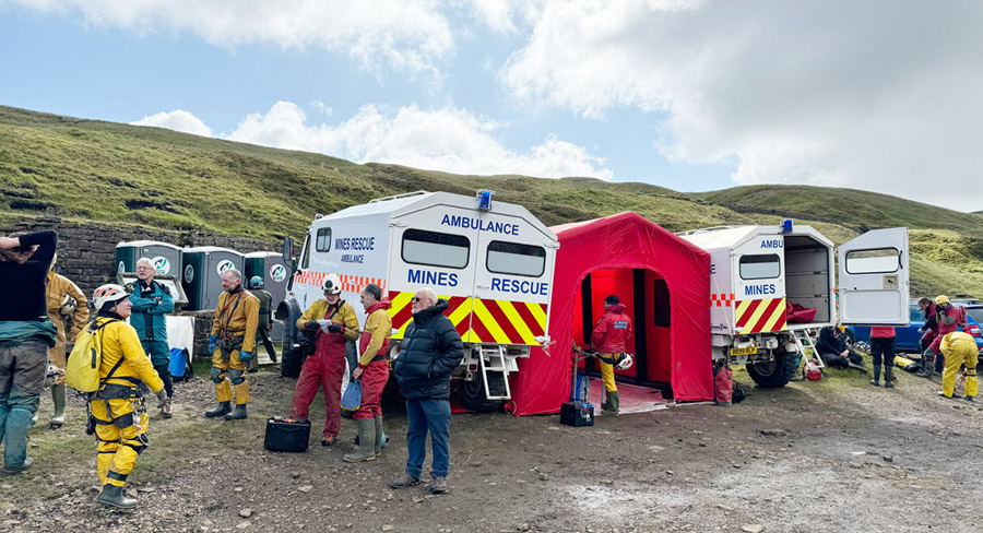 Rescue teams preparing to go underground on the Saturday at ResCon24